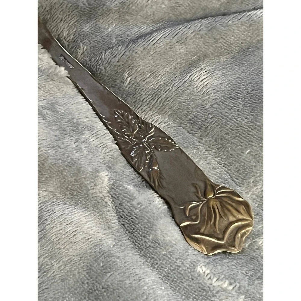 Vintage‎ Italy Silverplate Art Nouveau Floral Serving Spoon 9.5
